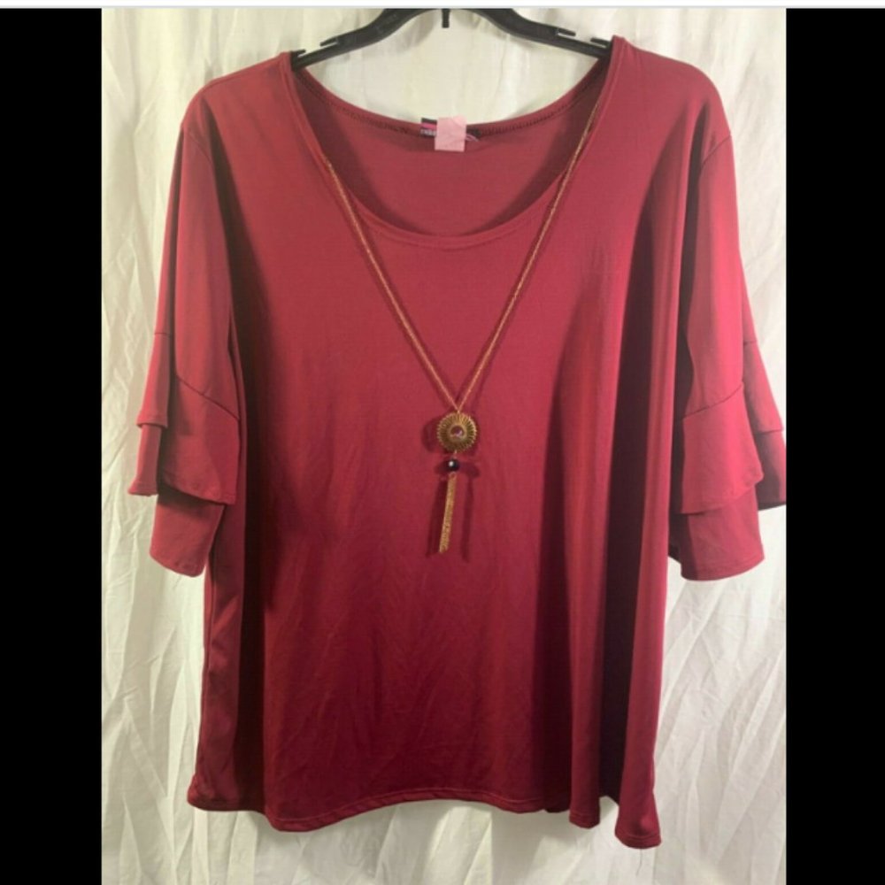 Discreet Brand Burgundy Dress Shirt 3XL